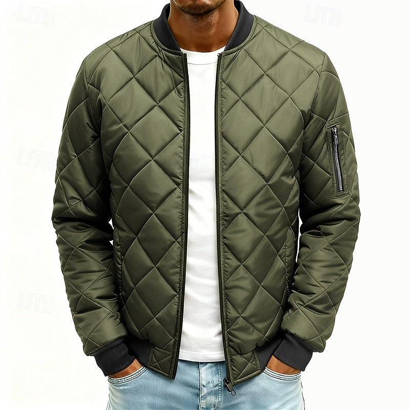 Clay | Men's Quilted Bomber Jacket – Diamond Stitch Padded Jacket