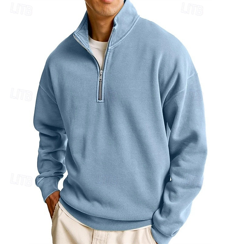 Rex | Men's Stand Collar Quarter Zip Sweatshirt – Blue