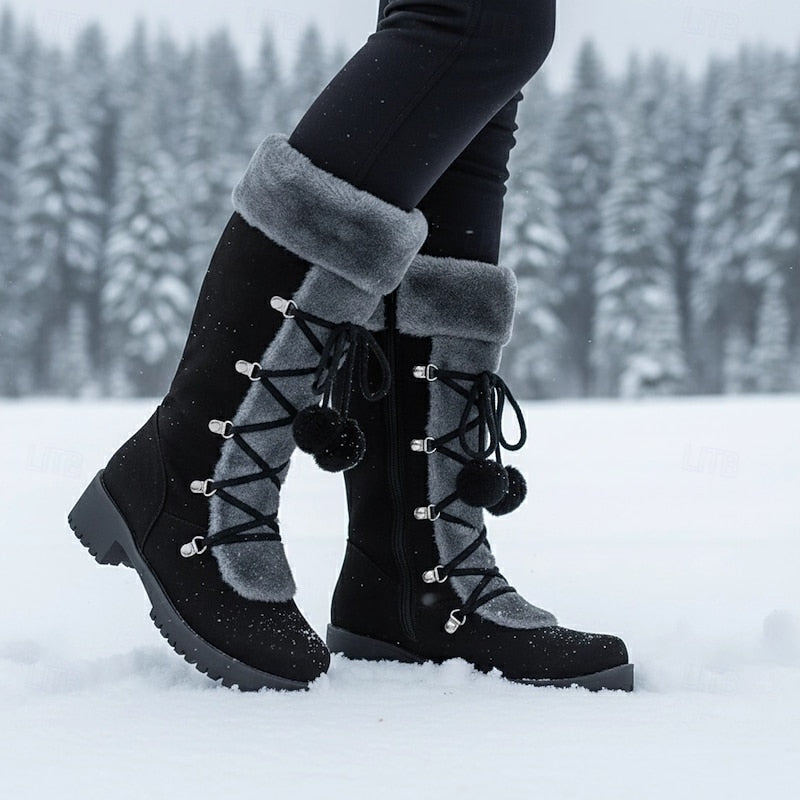 Eva | Women's Lace Up Winter Boots – Black