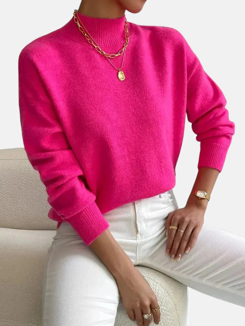 Cleo | Women's Soft Turtleneck Knit Sweater – Pink