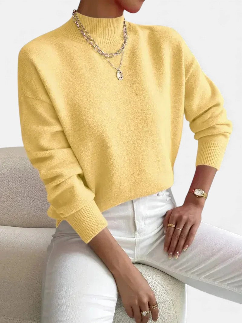 Cleo | Women's Soft Turtleneck Knit Sweater – Yellow