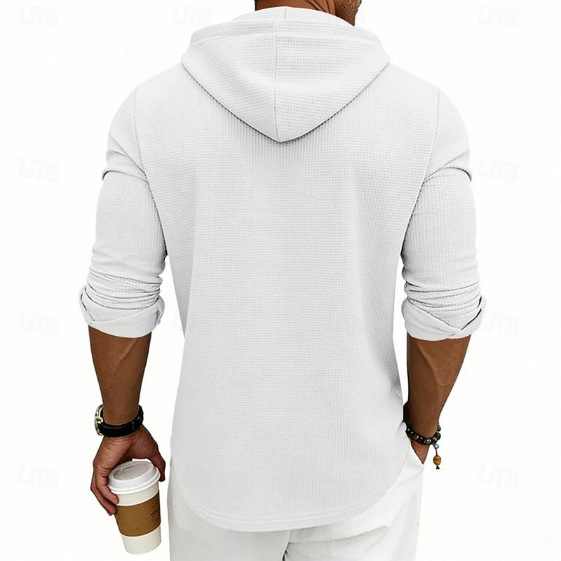 Wyatt | Men's Henley Hoodie – Breathable Relaxed Fit Hooded Shirt