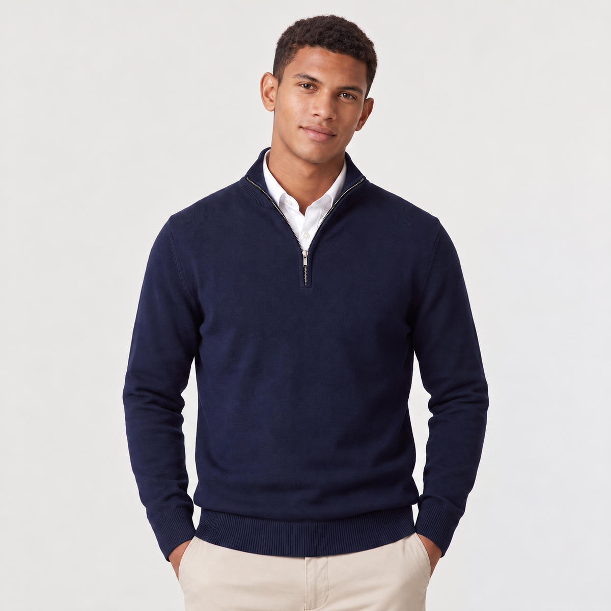 Ezra | Men's Quarter Zip Knit Sweater – Stand Collar Pullover