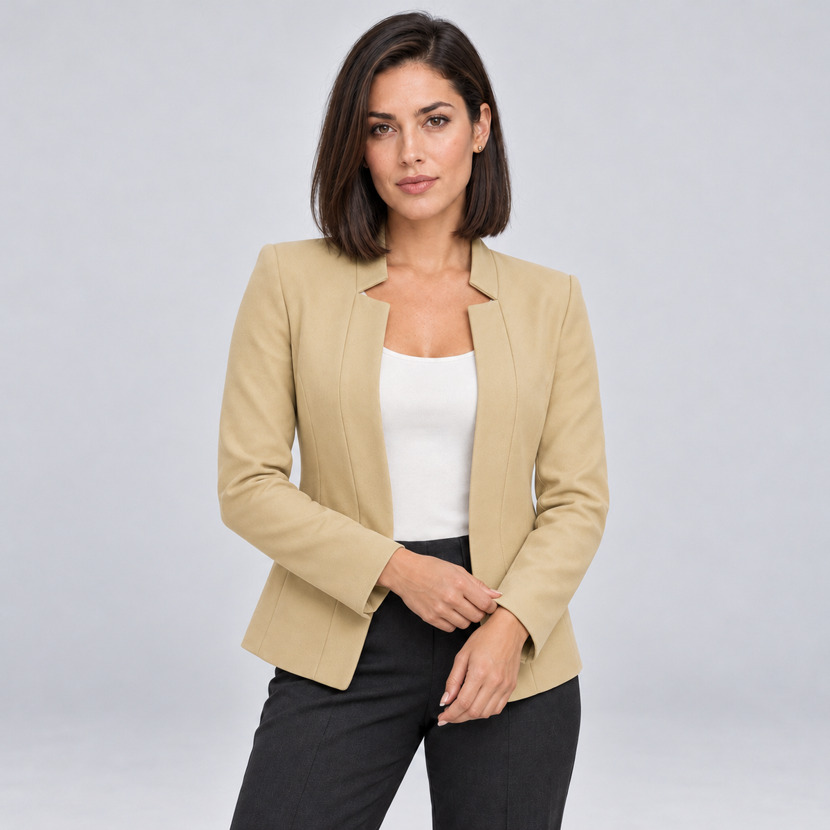 Juno | Women's Longline Open Front Blazer – Relaxed Knit Blazer