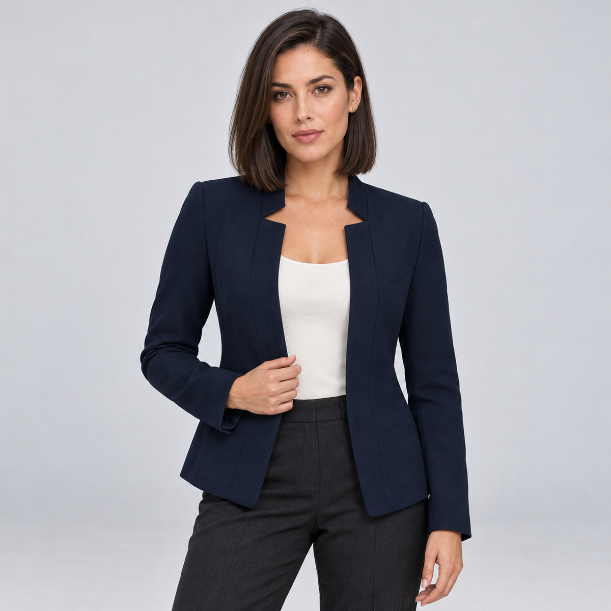 Juno | Women's Longline Open Front Blazer – Relaxed Knit Blazer