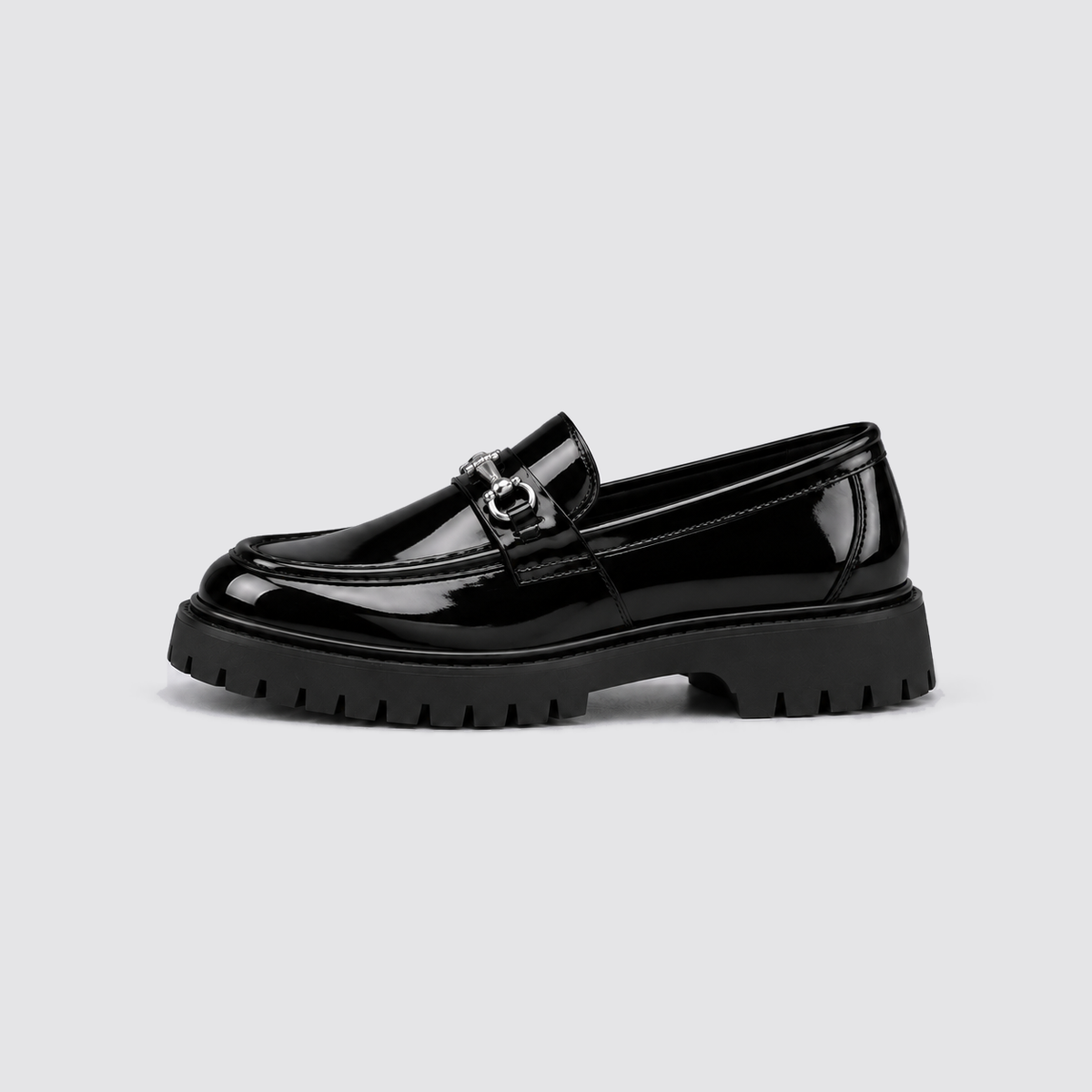 Cole | Men's Chunky Sole Leather Look Dress Shoes – Metal Detail Loafers
