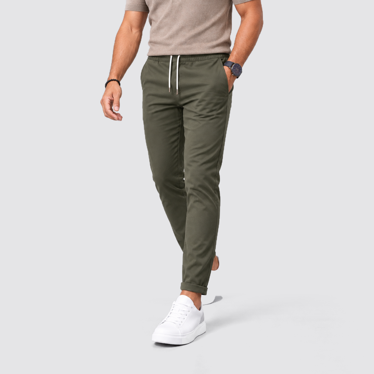 Abel | Men's Slim Fit Tapered Joggers – Drawstring Side Pocket Pants