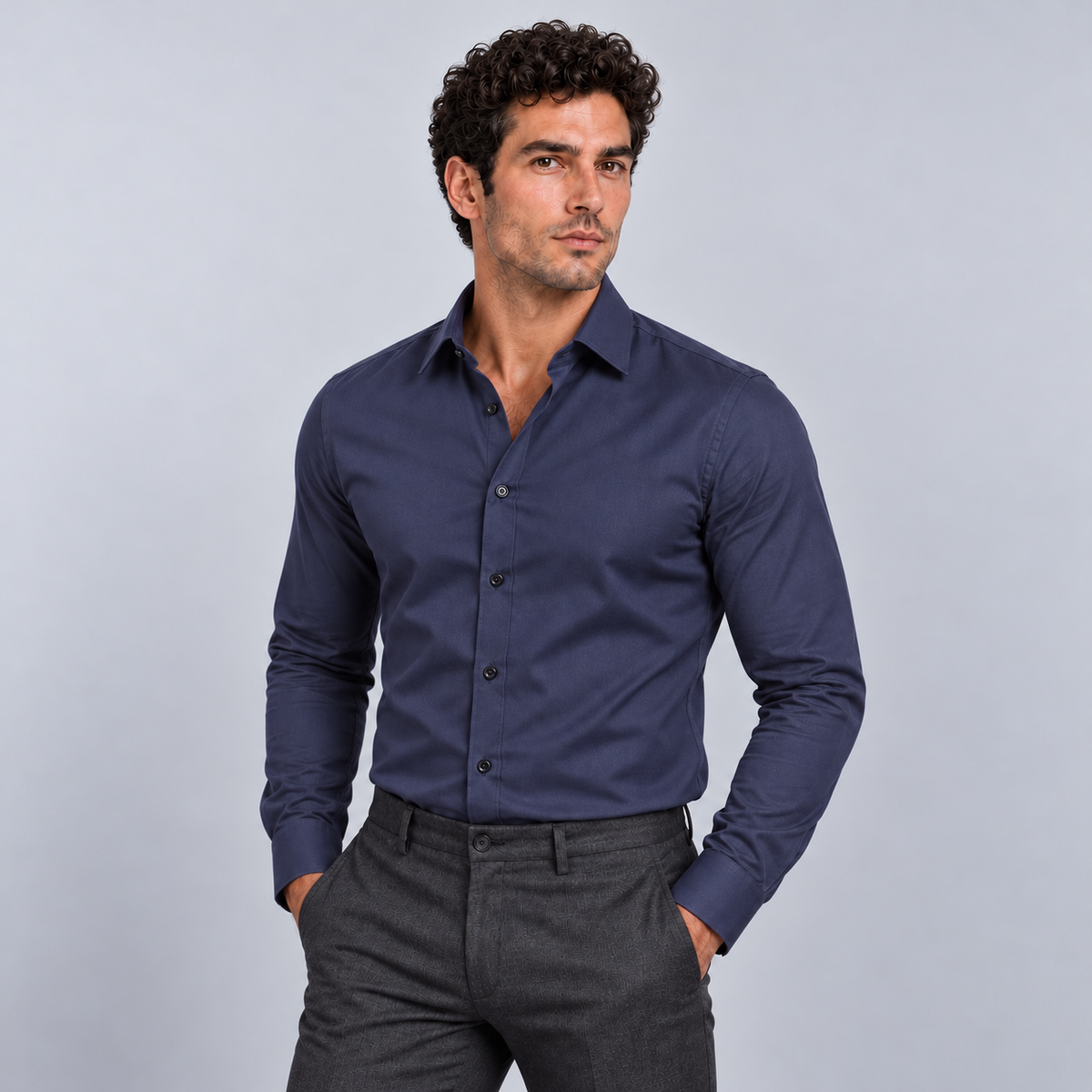 Boyd | Men's Wrinkle Free Dress Shirt – Navy Blue