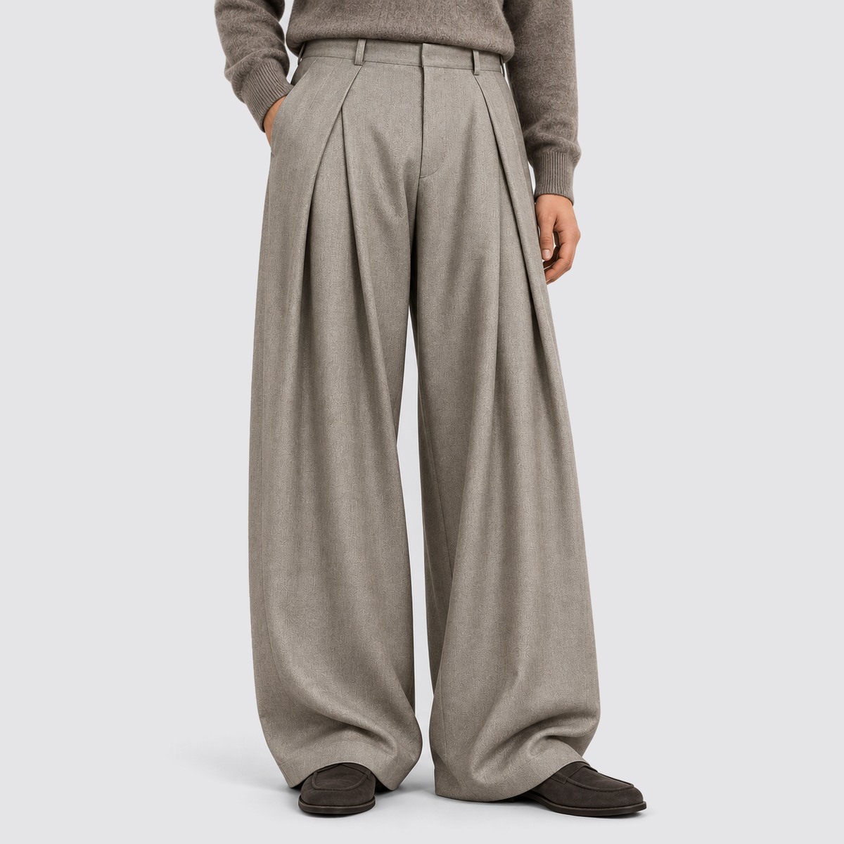 Troy | Men's Pleated Wide Leg Dress Pants – Grey