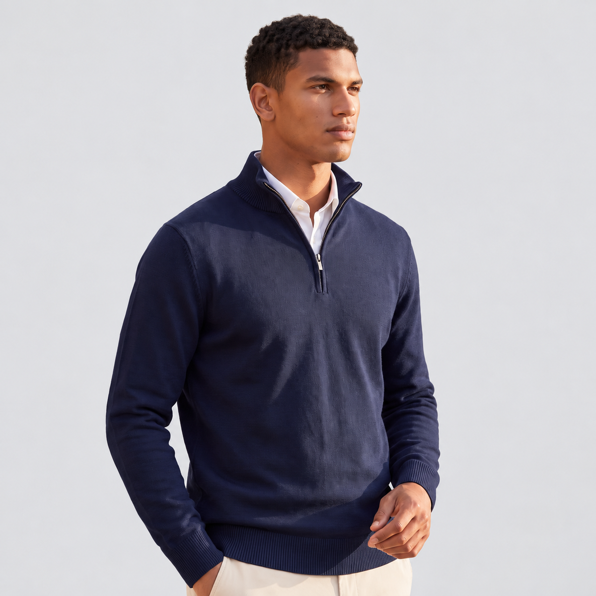 Ezra | Men's Quarter Zip Knit Sweater – Stand Collar Pullover