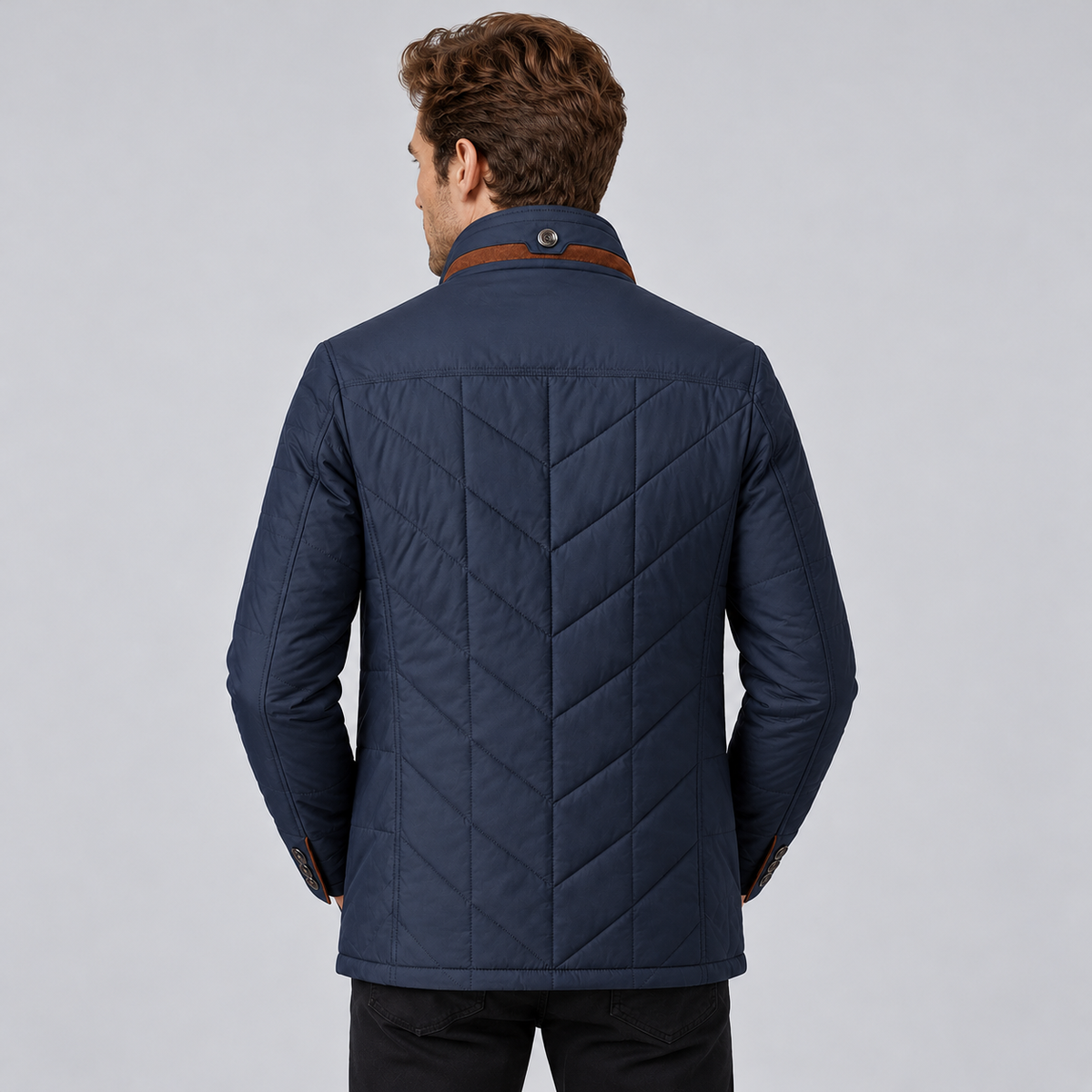Jack | Men's Chevron Stitch Quilted Jacket – Stand Collar Smart Casual Jacket
