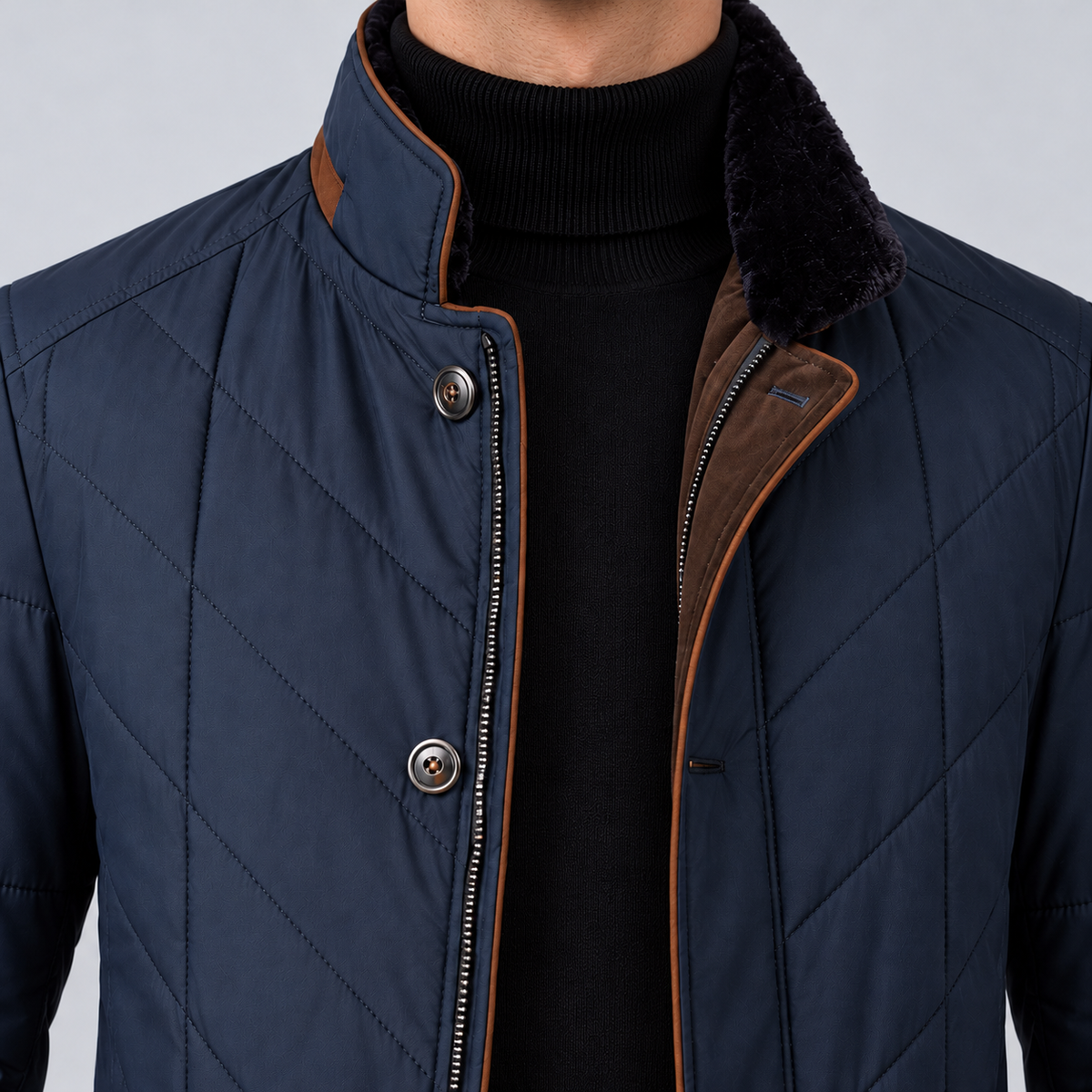 Jack | Men's Chevron Stitch Quilted Jacket – Stand Collar Smart Casual Jacket