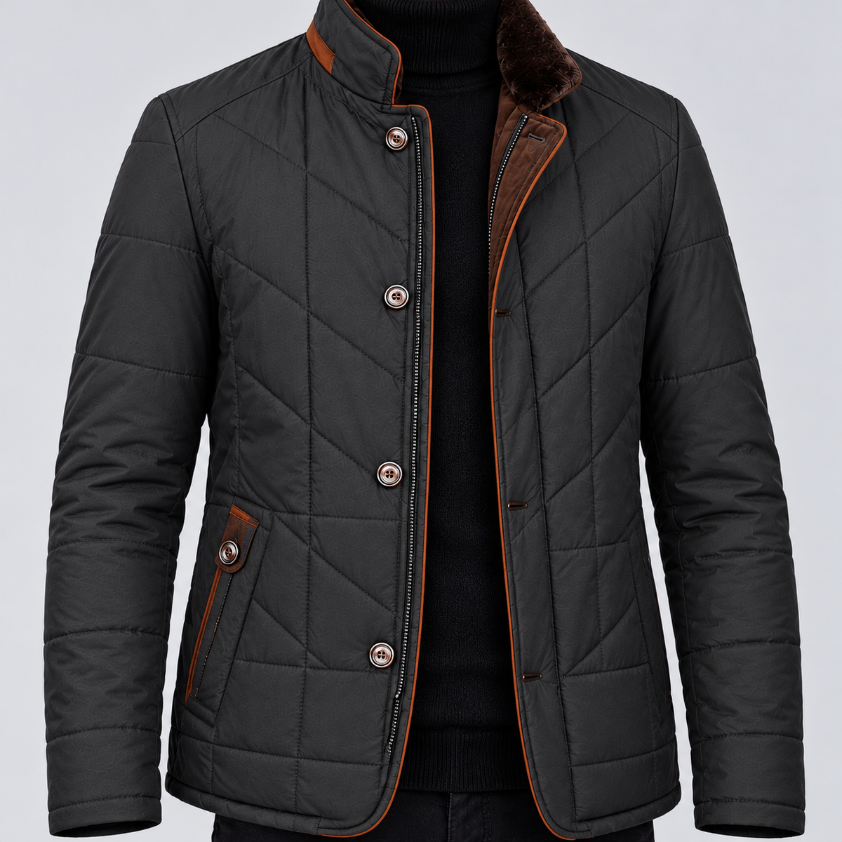 Jack | Men's Chevron Stitch Quilted Jacket – Stand Collar Smart Casual Jacket