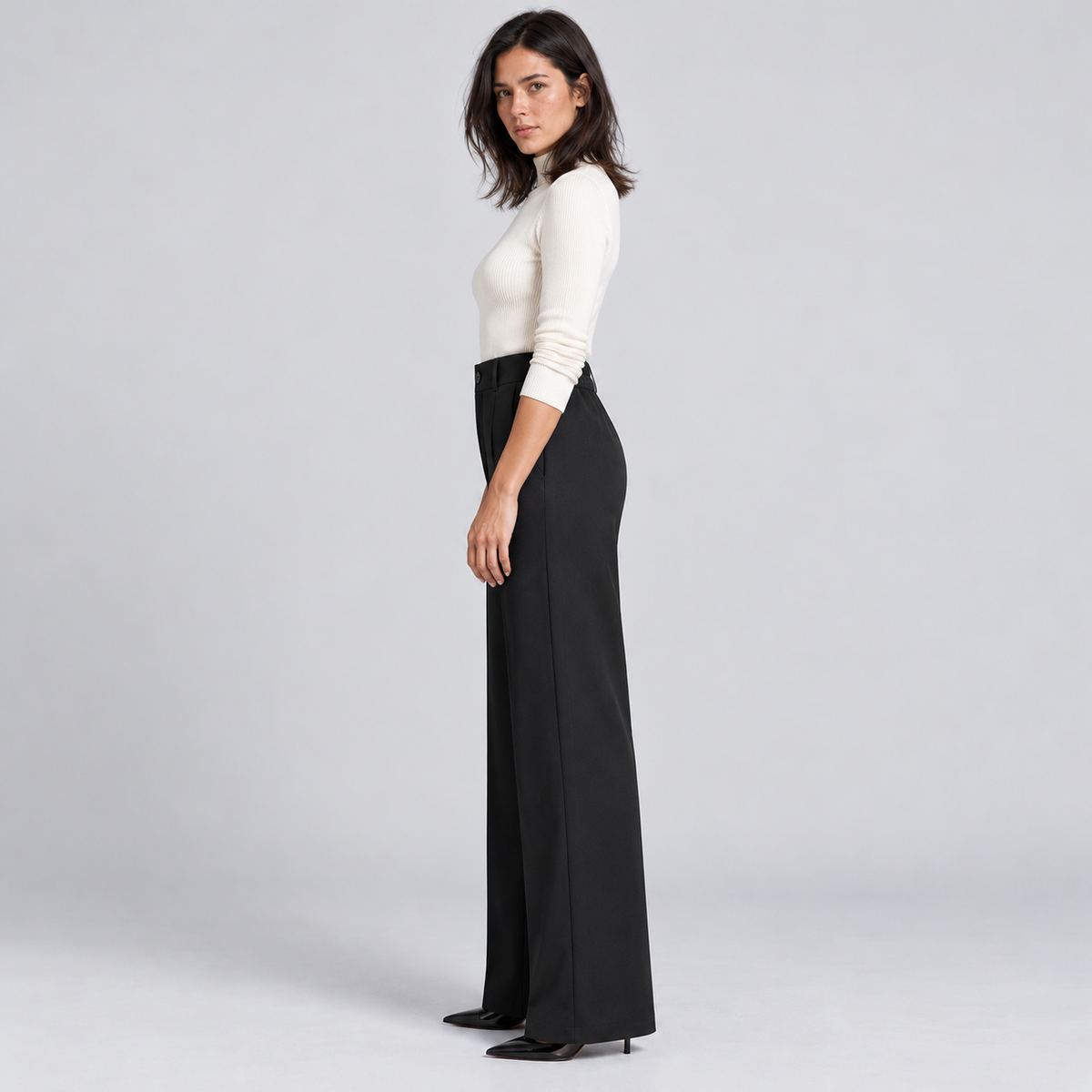 Dora | Women's High Waisted Dress Pants – Straight Leg Creased Trousers