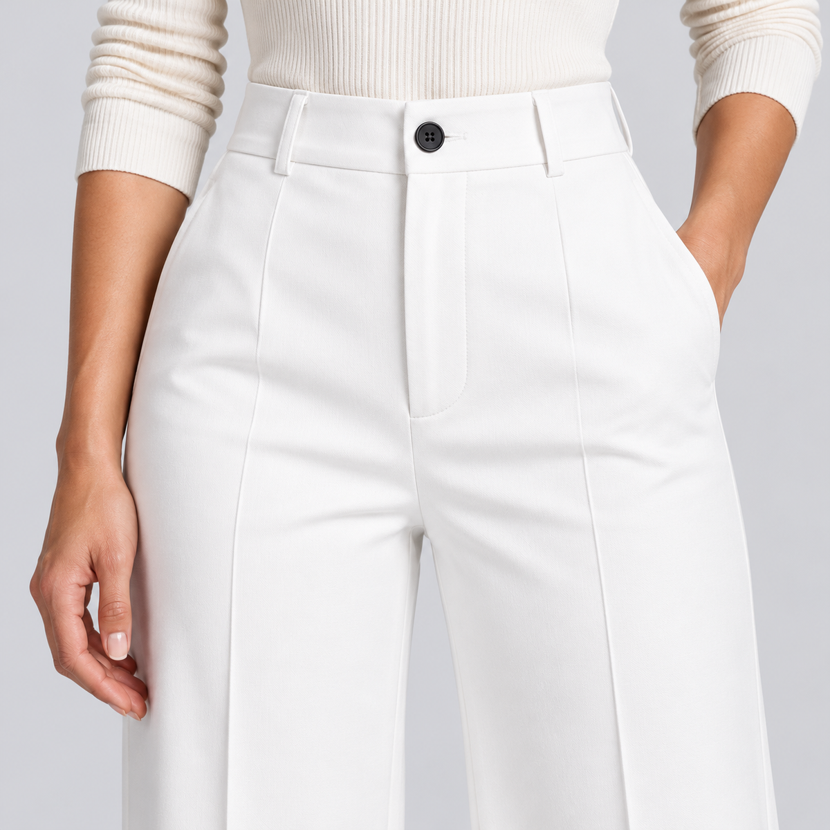 Dora | Women's High Waisted Dress Pants – Straight Leg Creased Trousers