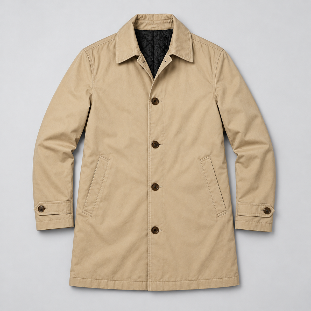Neil | Men's Tailored Button Front Winter Coat – Beige