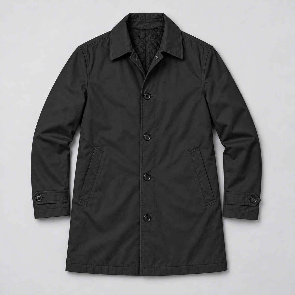 Neil | Men's Tailored Button Front Winter Coat – Black
