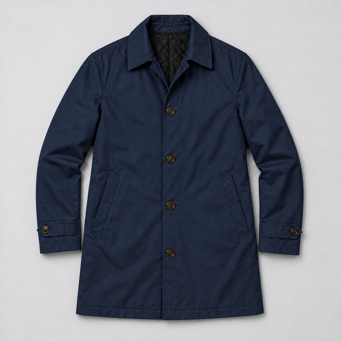 Neil | Men's Tailored Button Front Winter Coat – Navy
