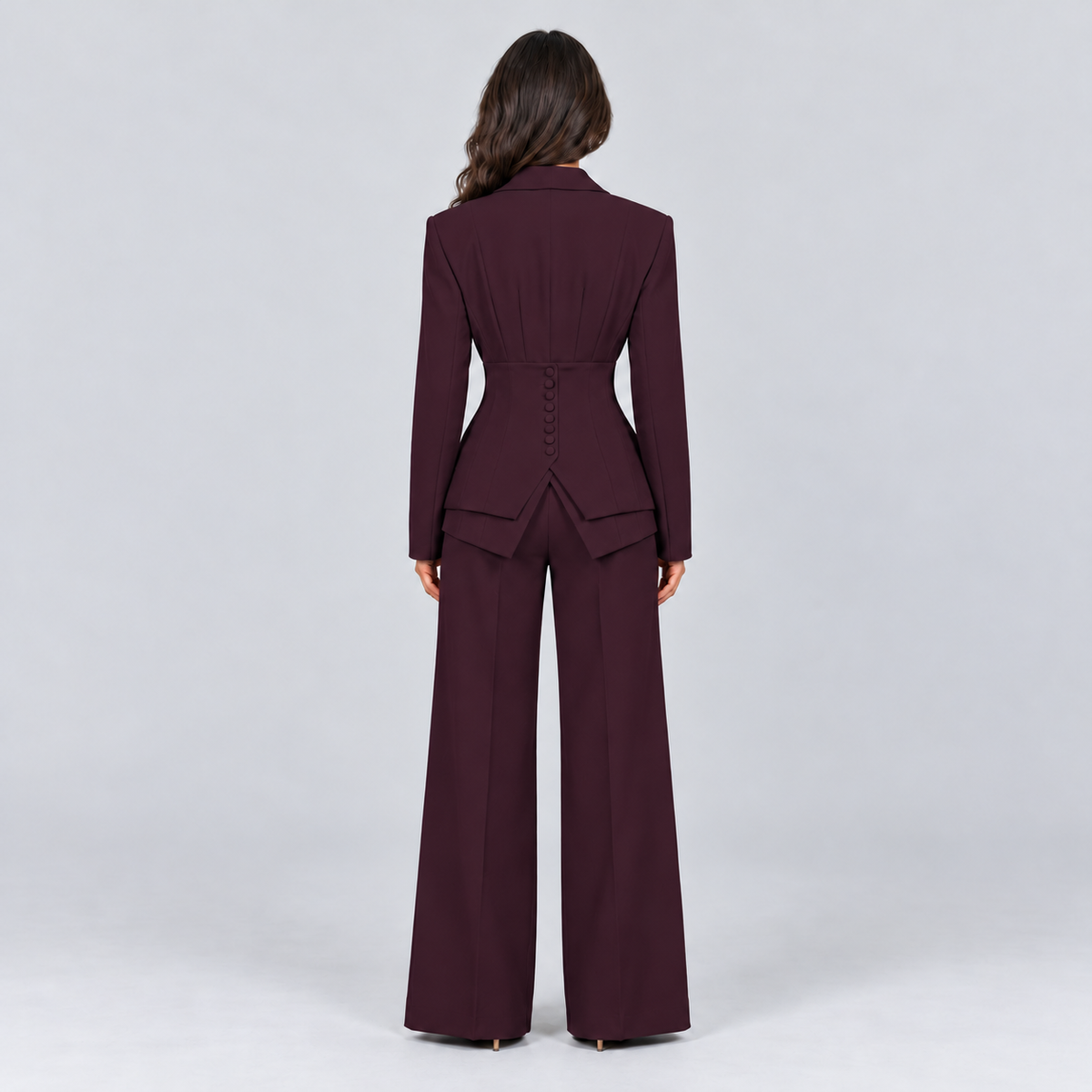Saga | Women's Three Piece Blazer Suit Set – Burgundy
