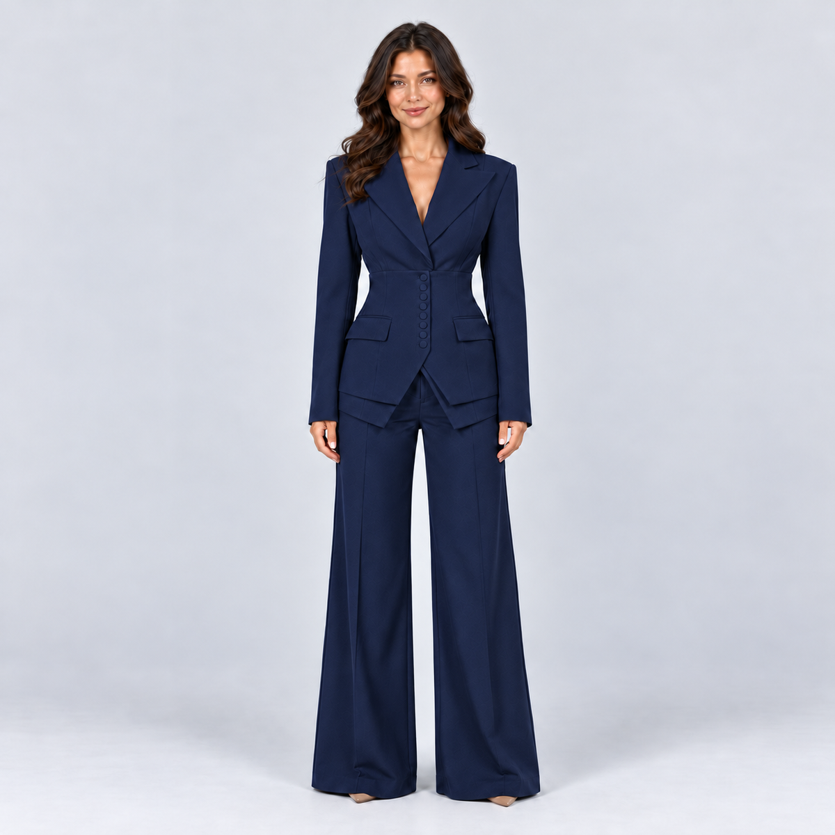 Saga | Women's Three Piece Blazer Suit Set – Navy
