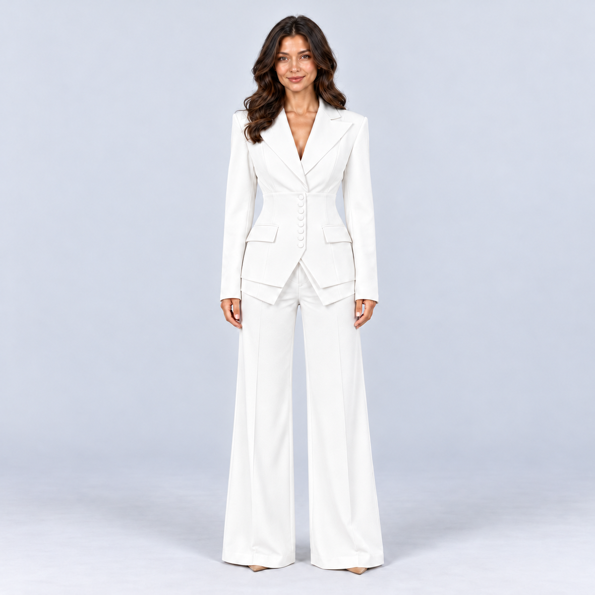 Saga | Women's Three Piece Blazer Suit Set – White
