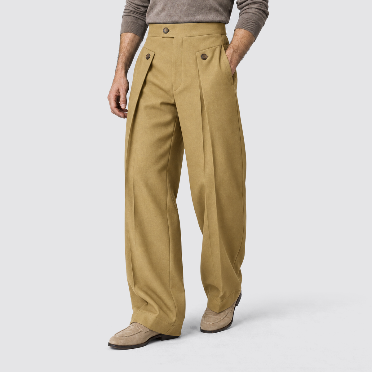Neil | Men's Pleated Wide Leg Dress Pants – Tailored Office Trousers