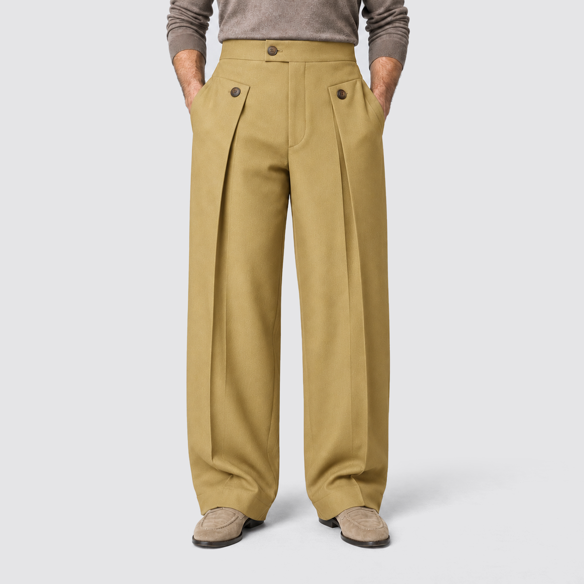 Neil | Men's Pleated Wide Leg Dress Pants – Tailored Office Trousers
