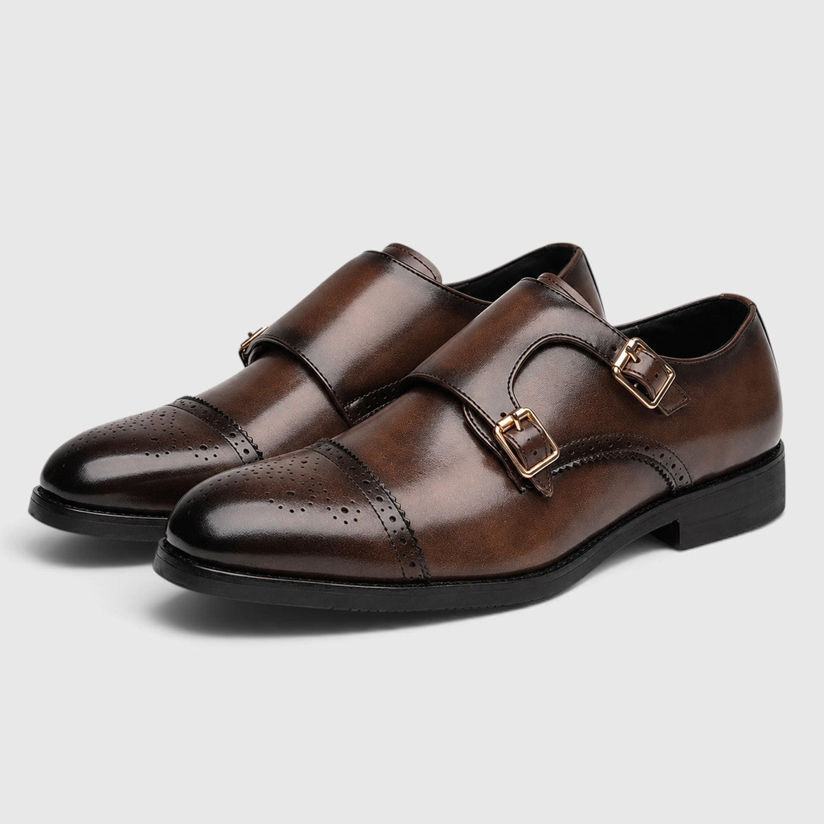 Otto | Men's Double Monk Strap Dress Shoes – Leather Look Formal Shoes