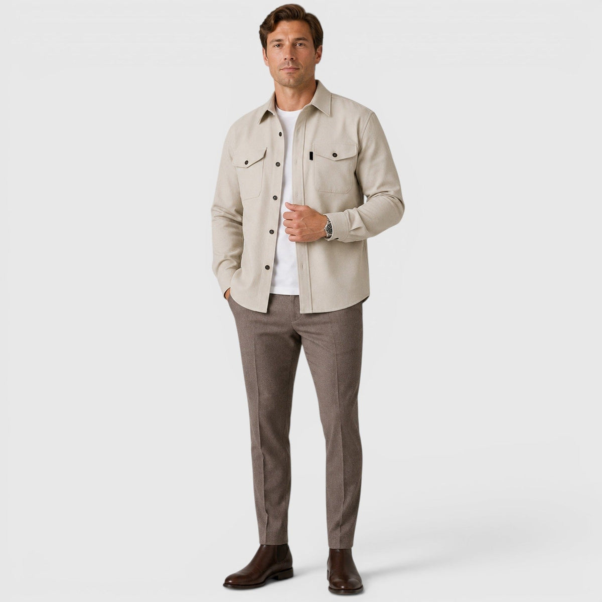 Jude | Men's Brushed Slim Fit Overshirt – Button Up Shirt Jacket