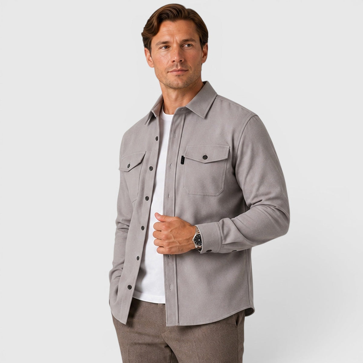 Jude | Men's Brushed Slim Fit Overshirt – Button Up Shirt Jacket