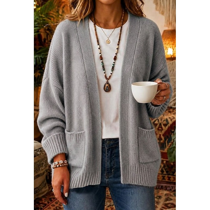 Jolie | Women's Open Front Cardigan Sweater – Gray