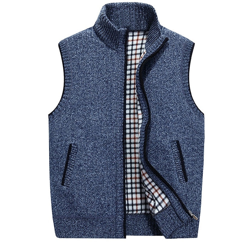 Wade | Men's Stand Collar Winter Vest – Blue