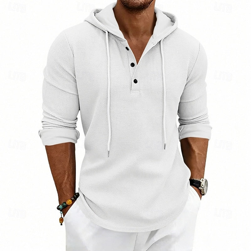 Wyatt | Men's Henley Hoodie – Breathable Relaxed Fit Hooded Shirt