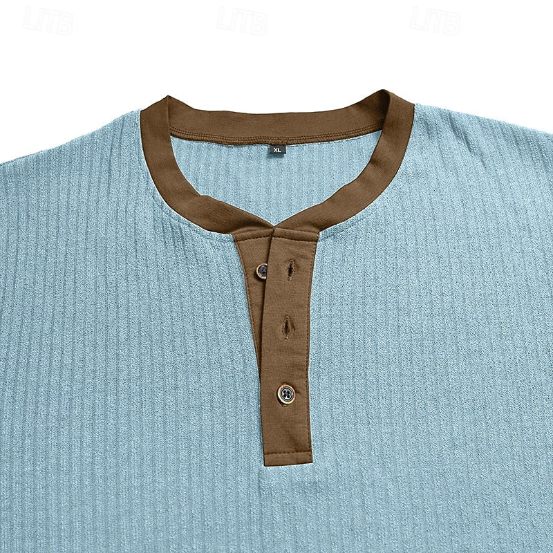 Zane | Men's Rib Knit Henley Shirt – Flexible Long Sleeve Base Layer