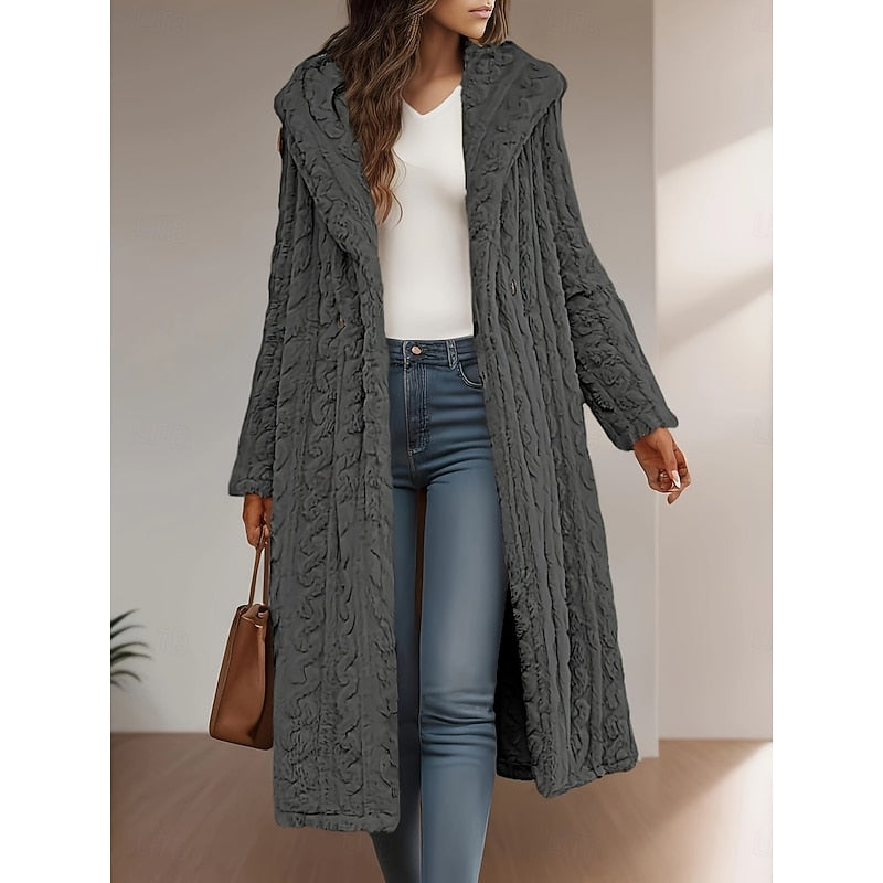 Bree | Women's Plush Longline Winter Coat – Gray