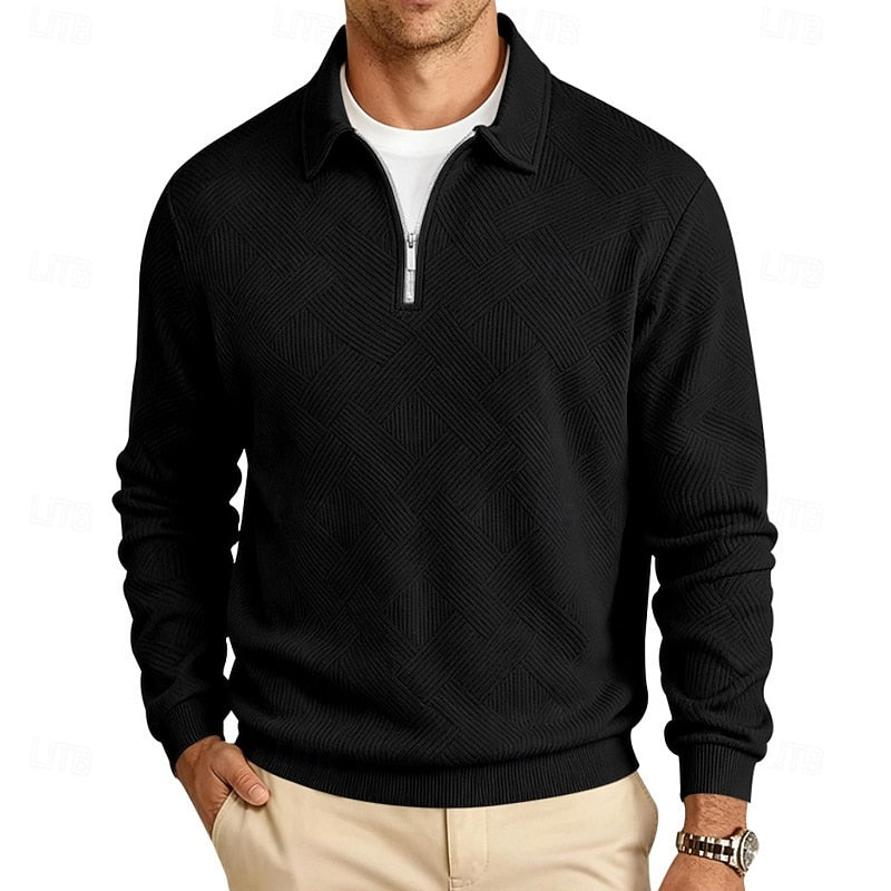 Hank | Men's Collared Quarter Zip Sweater – Textured Knit Pullover