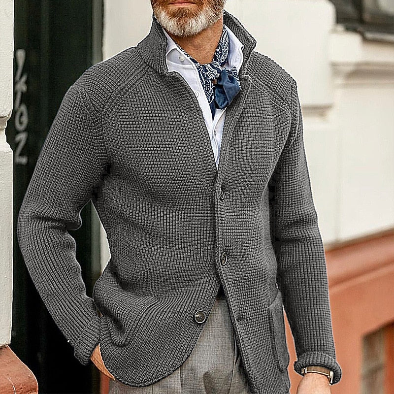 Luke | Men's Stand Collar Cardigan Sweater – Smart Casual Knit Cardigan