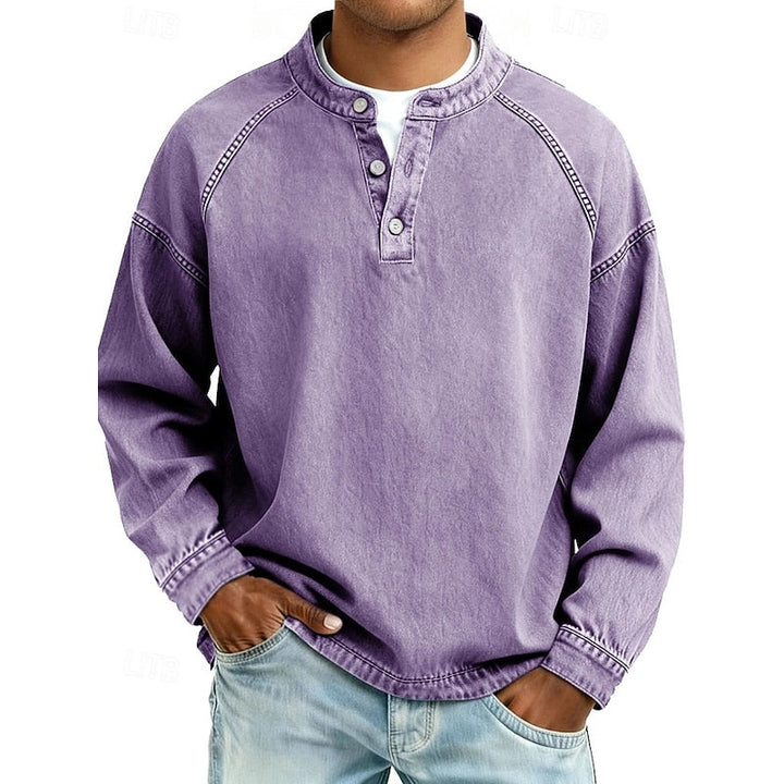 Grant | Men's Washed Henley Shirt – Purple