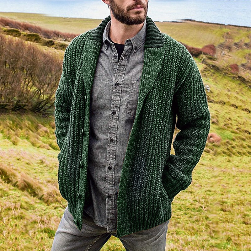 Kane | Men's Shawl Collar Cardigan Sweater – Green