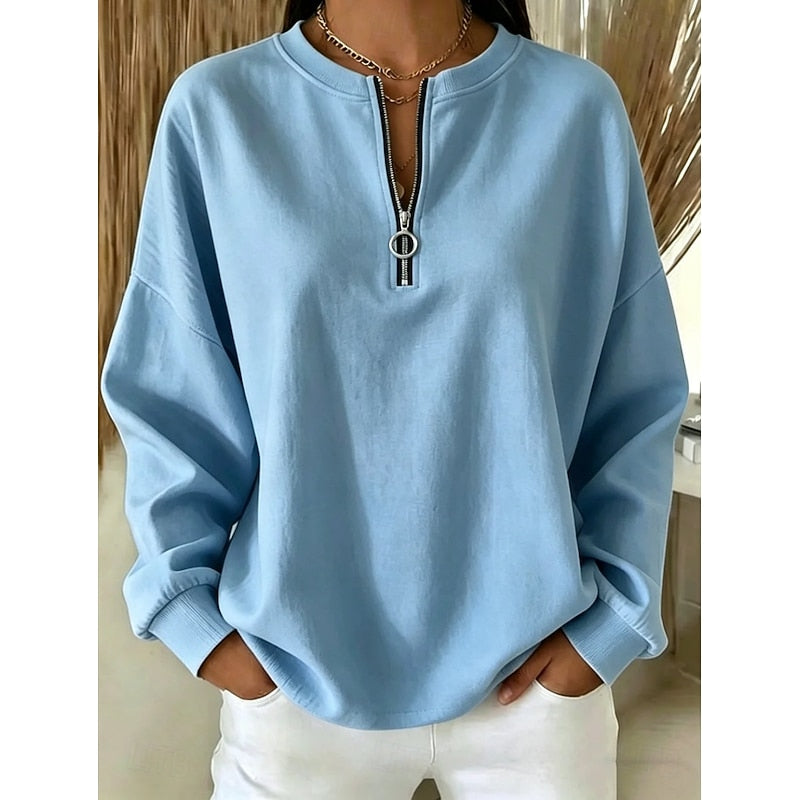 Kendra | Women's Quarter Zip Sweatshirt – Blue