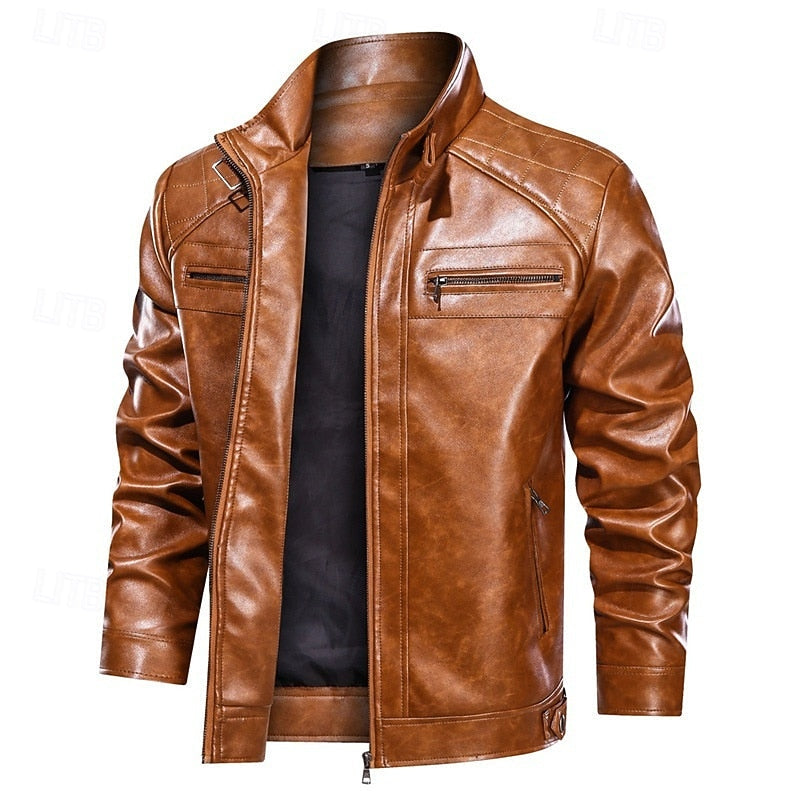 Liam | Men's Leather Look Biker Jacket – Structured Layering Jacket