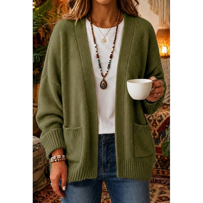 Jolie | Women's Open Front Cardigan Sweater – Green