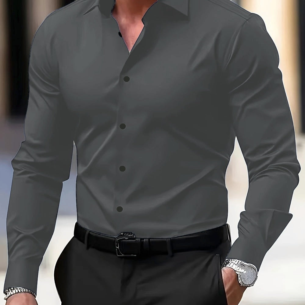 Ryan | Men's Tailored Dress Shirt – Dark Gray