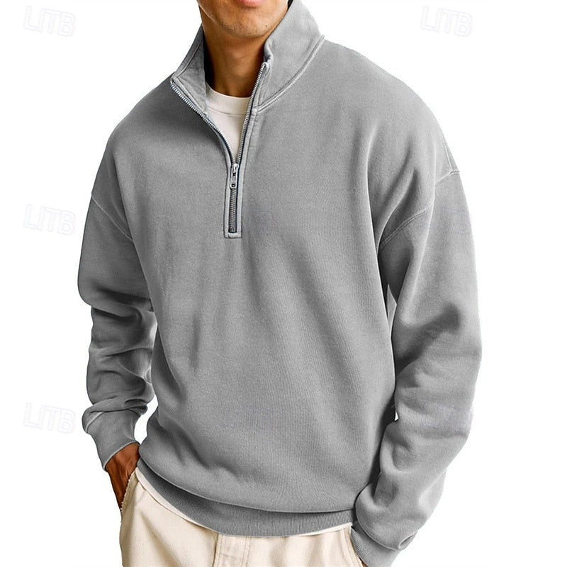 Rex | Men's Stand Collar Quarter Zip Sweatshirt – Gray