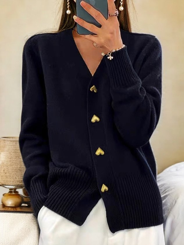 Yara | Women's V-Neck Knit Cardigan Sweater – Black