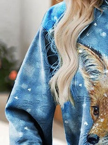 Annabel | Women's Snowflake Fox Print Sweatshirt – Cute Crewneck Pullover