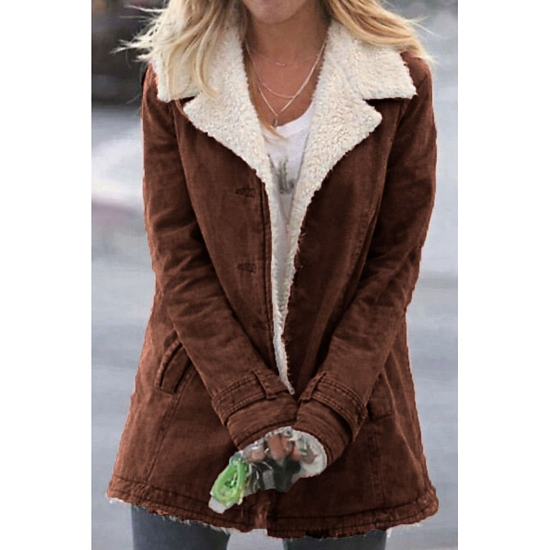 Maya | Women's Sherpa Lined Winter Coat – Brown