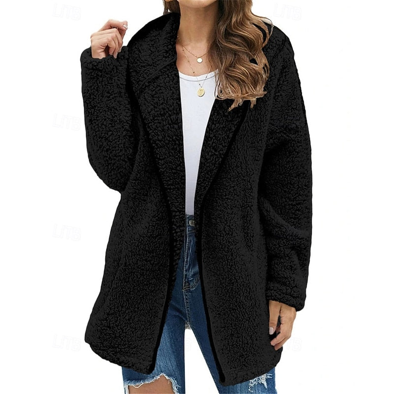 Erin | Women's Plush Hooded Winter Jacket – Black