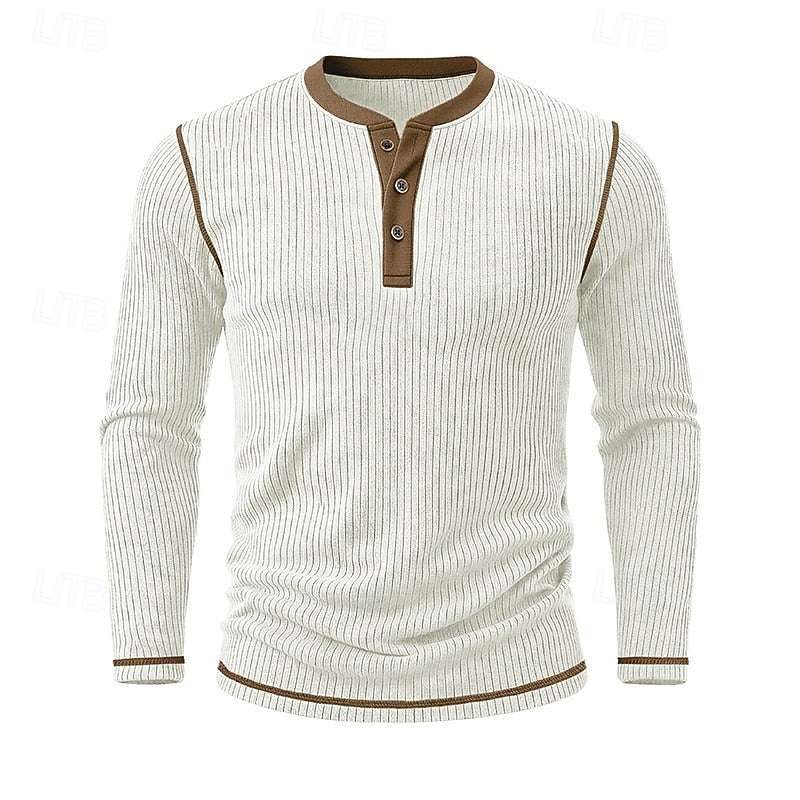 Zane | Men's Rib Knit Henley Shirt – Flexible Long Sleeve Base Layer