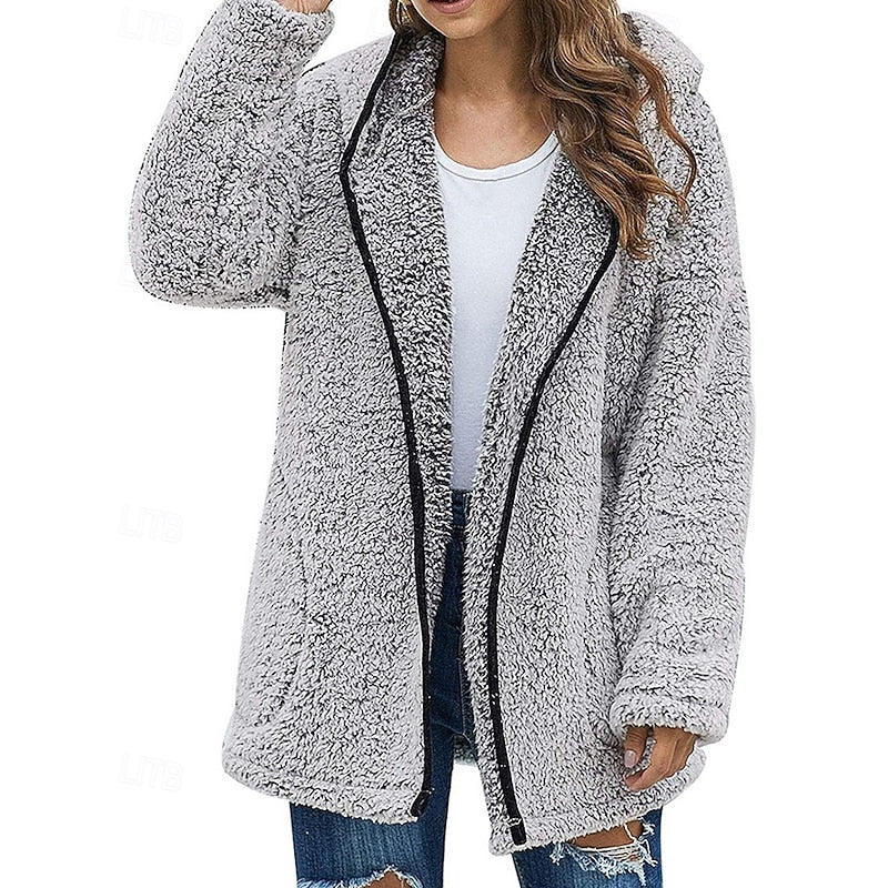 Erin | Women's Plush Hooded Winter Jacket – Gray
